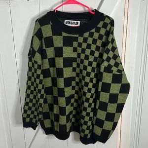 Green Trippy Checkerprint Sweater